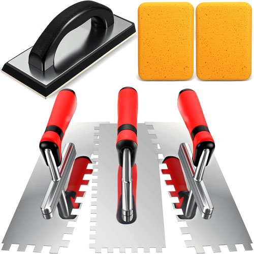 1676 Plastering 6-Piece Set Manufacturer's Stainless Steel Nail-Free Tile Grout Knife With Toothed Scraper For Tiling